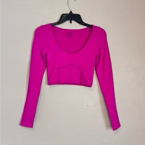 Garage Fuchsia Long Sleeve Crop Top